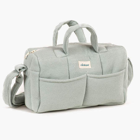 Sac à langer poupée MINIKANE, nid d'abeille vert de gris