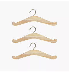 Lot de 3 cintres pour poupée MINIKANE, bois naturel