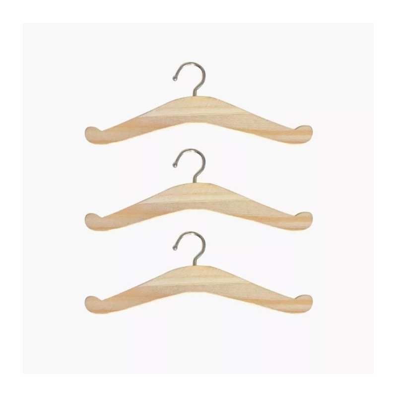 Lot de 3 cintres pour poupée MINIKANE, bois naturel