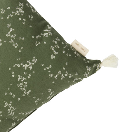 Coussin pompons NOBODINOZ, Green Jasmine