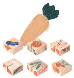 Cubes en bois Veggies NOBODINOZ, 4 pièces