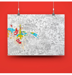 Poster géant à colorier Pompiers de Paris OMY