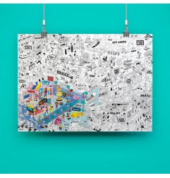 Poster géant à colorier Surf and Skate OMY