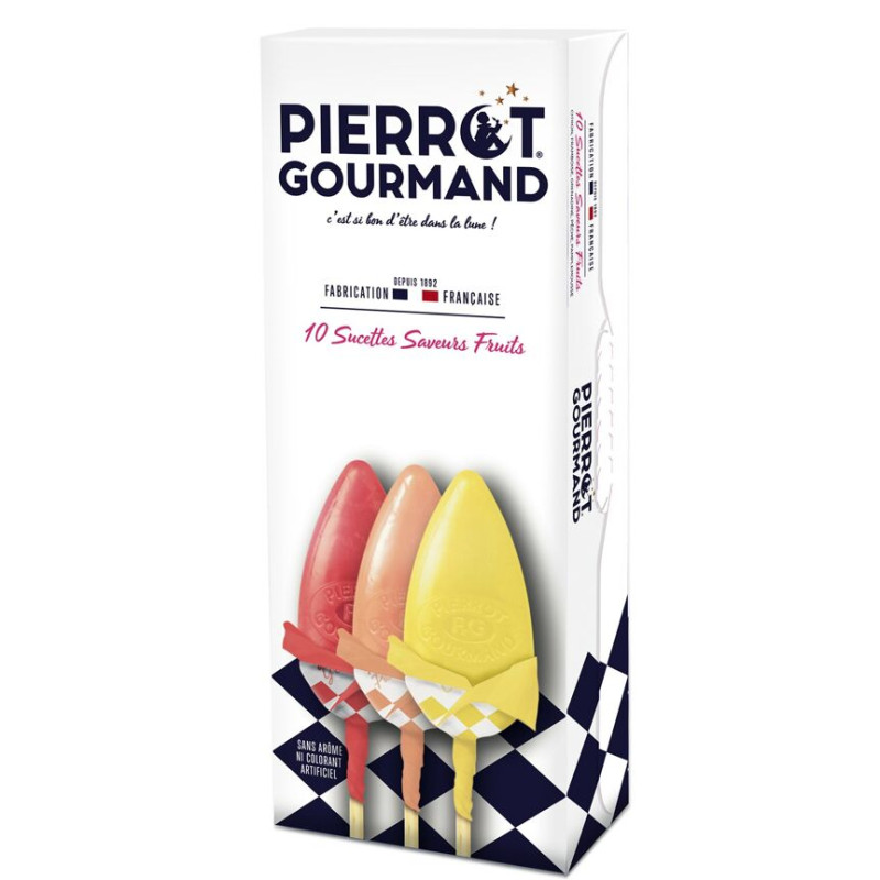 Boîte de 10 sucettes Fruits PIERROT GOURMAND