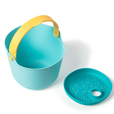 Seau de plage et tamis Bucki QUUT, Bleu banane