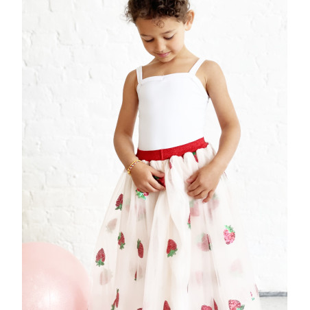 Jupon long RATATAM, motif fraises et sequins