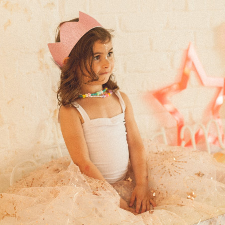 Couronne ajustable RATATAM, rose à paillettes