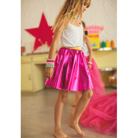 Jupe qui tourne métallisée RATATAM, rose