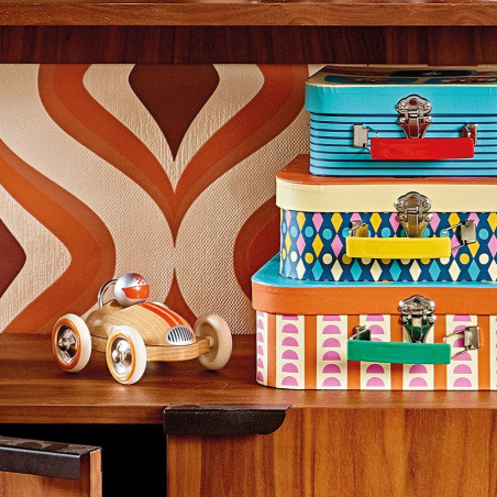 Voiture roadster vintage VILAC, bois naturel