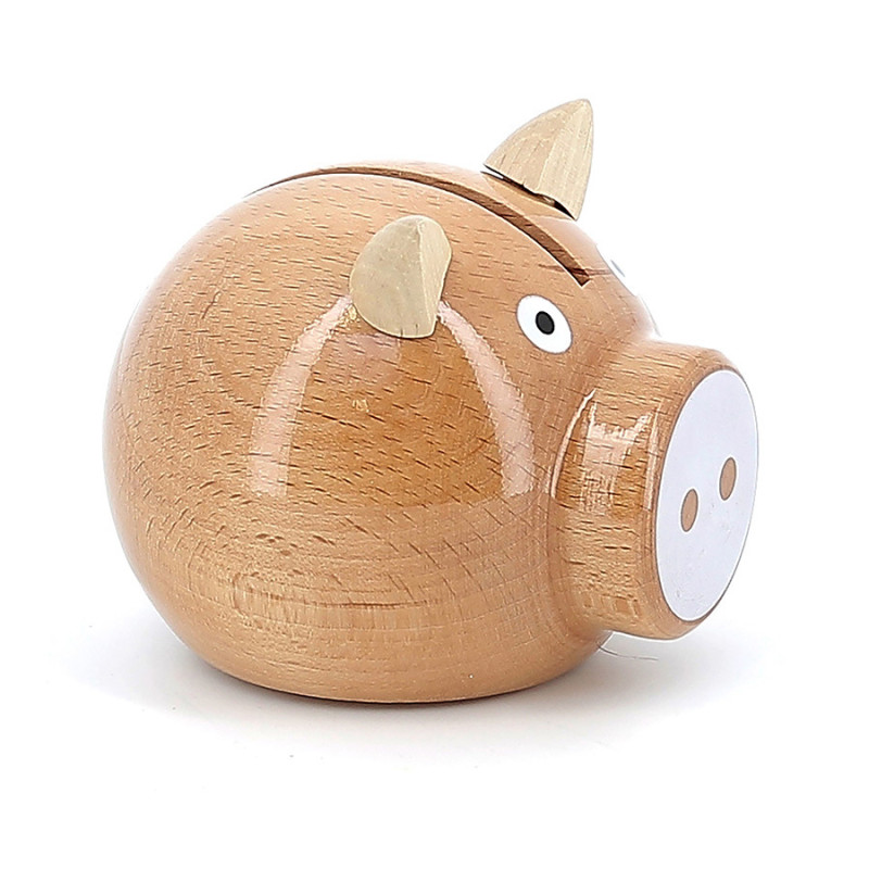 Tirelire Cochon VILAC, bois naturel