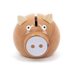 Tirelire Cochon VILAC, bois naturel