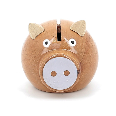 Tirelire Cochon VILAC, bois naturel