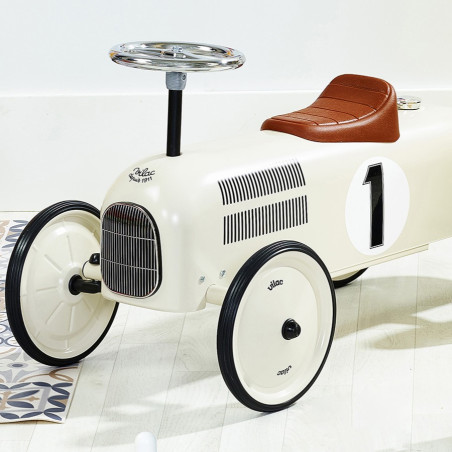 Porteur voiture vintage VILAC, blanc crème