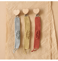 Attache-sucette en crochet PATTI OSLO, Bleu Acier