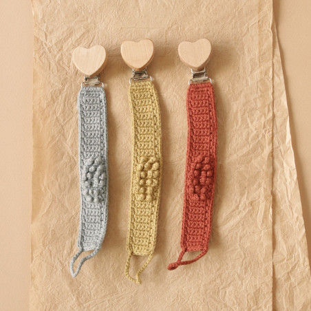 Attache-sucette en crochet PATTI OSLO, Bleu Acier