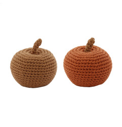 Lot de 2 hochets Pommes en crochet PATTI OSLO, Caramel et Terracotta