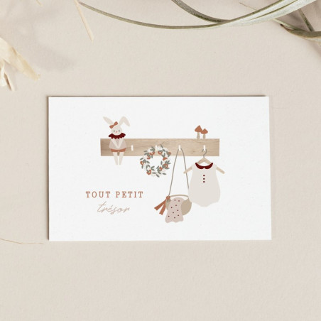 Carte Tout Petit Trésor Fille et son enveloppe kraft ATELIER ORANGER