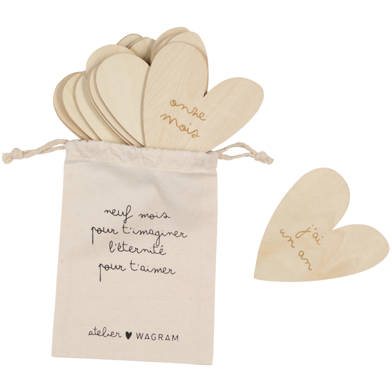Lot de 12 cartes étapes en bois ATELIER WAGRAM