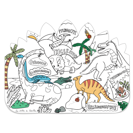 Set de table à colorier à l'infini Dino LES DROLES DE BOUILLES