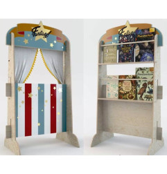 Théâtre bibliothèque 2 en 1 Circus DEKORNIK, rouge et bleu
