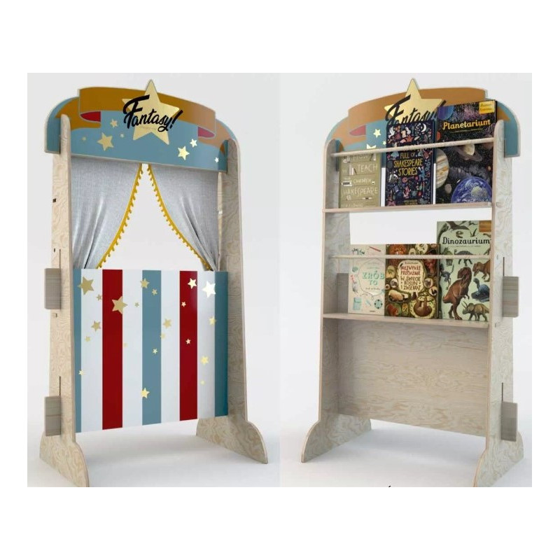Théâtre bibliothèque 2 en 1 Circus DEKORNIK, rouge et bleu
