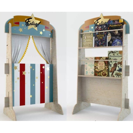 Théâtre bibliothèque 2 en 1 Circus DEKORNIK, rouge et bleu