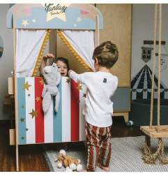 Théâtre bibliothèque 2 en 1 Circus DEKORNIK, rouge et bleu