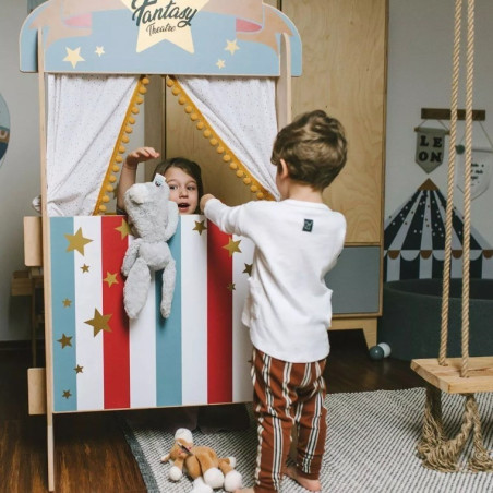 Théâtre bibliothèque 2 en 1 Circus DEKORNIK, rouge et bleu