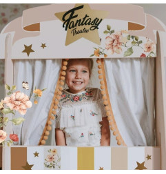 Théâtre bibliothèque 2 en 1 Spring DEKORNIK, beige et or