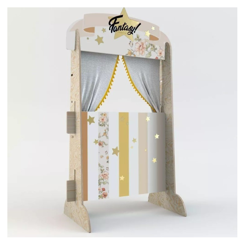 Théâtre bibliothèque 2 en 1 Spring DEKORNIK, beige et or