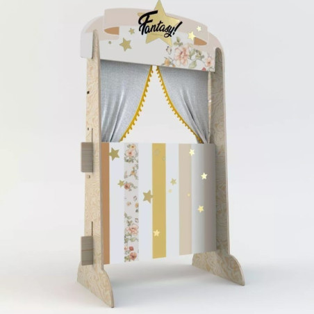 Théâtre bibliothèque 2 en 1 Spring DEKORNIK, beige et or
