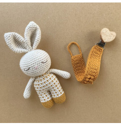 Attache-sucette en crochet PATTI OSLO, Ocre