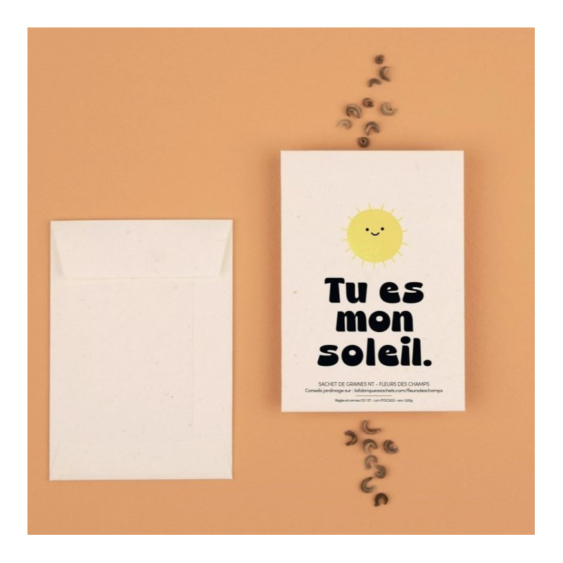 Sachet de graines Tu Es Mon Soleil (Fleurs des Champs) LA FABRIQUE A SACHETS Sachet de graines Tu Es Mon Soleil (Fleurs des Champs) LA FABRIQUE A SACHETS