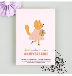 Sachet de graines Invitation Anniversaire Renard (Basilic) LA FABRIQUE A SACHETS