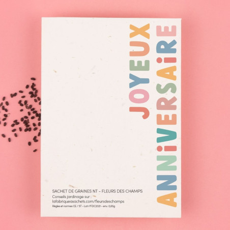 Sachet de graines Joyeux Anniversaire (Fleurs des Champs) LA FABRIQUE A SACHETS