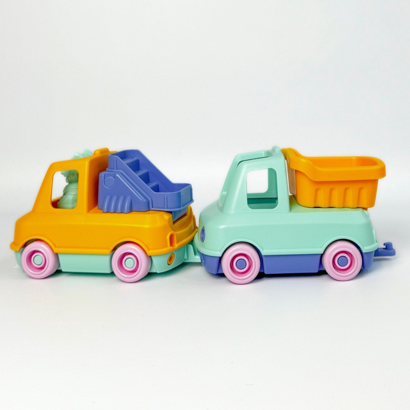 Coffret Duo Mes Premiers Camions Trains LE JOUET SIMPLE, pompier et benne