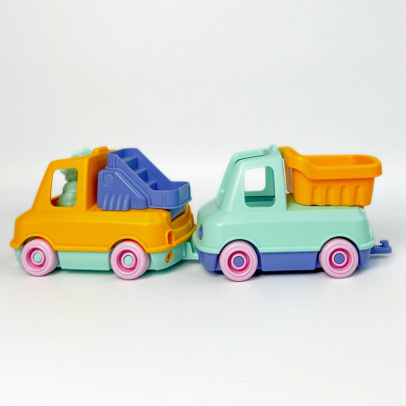 Coffret Duo Mes Premiers Camions Trains LE JOUET SIMPLE, pompier et benne