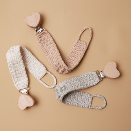Attache-sucette en crochet PATTI OSLO, Gris Souris
