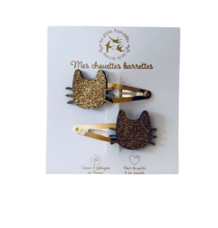 Barrettes Chats Moustaches LES PETITES HIRONDELLES, dorées