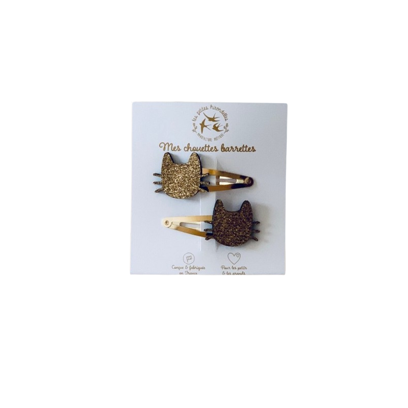 Barrettes Chats Moustaches LES PETITES HIRONDELLES, dorées