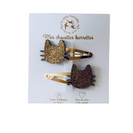 Barrettes Chats Moustaches LES PETITES HIRONDELLES, dorées