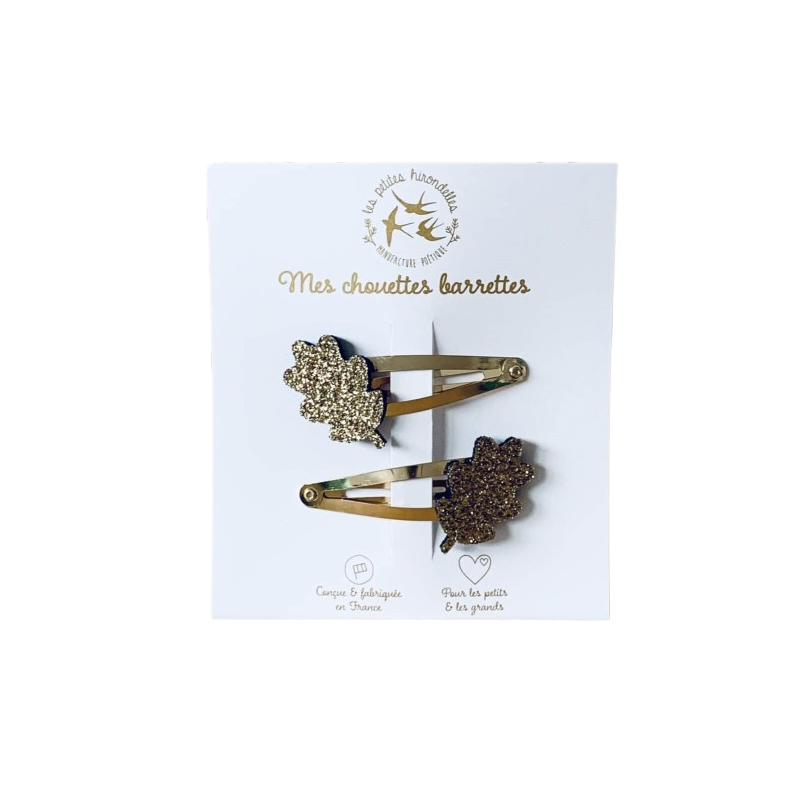 Barrettes Feuilles de Chêne, dorées LES PETITES HIRONDELLES