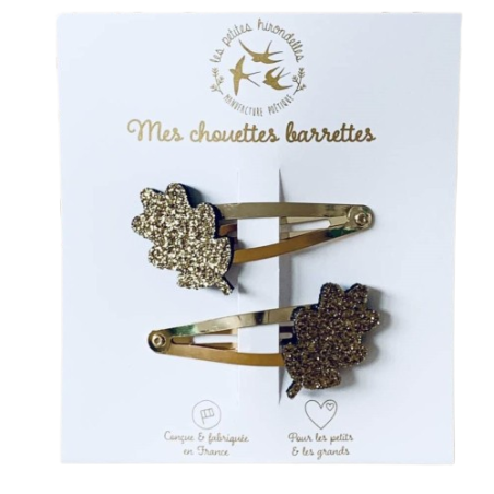Barrettes Feuilles de Chêne, dorées LES PETITES HIRONDELLES