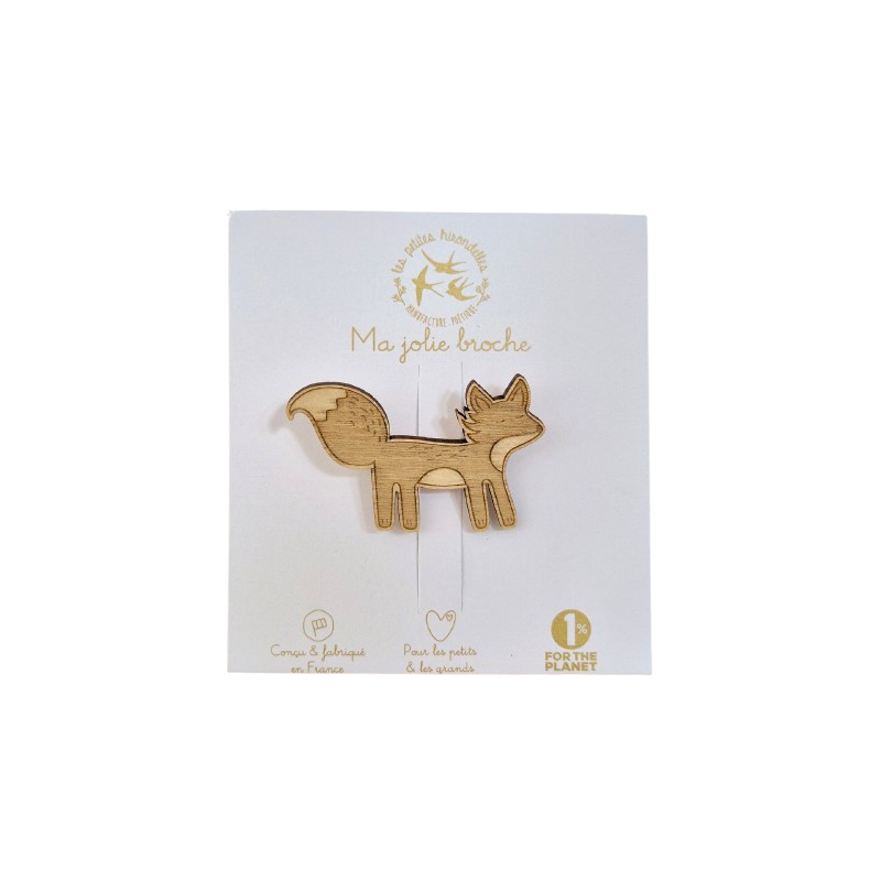Broche en bois Renard LES PETITES HIRONDELLES