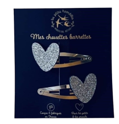 Barrettes Coeurs LES PETITES HIRONDELLES, argentées