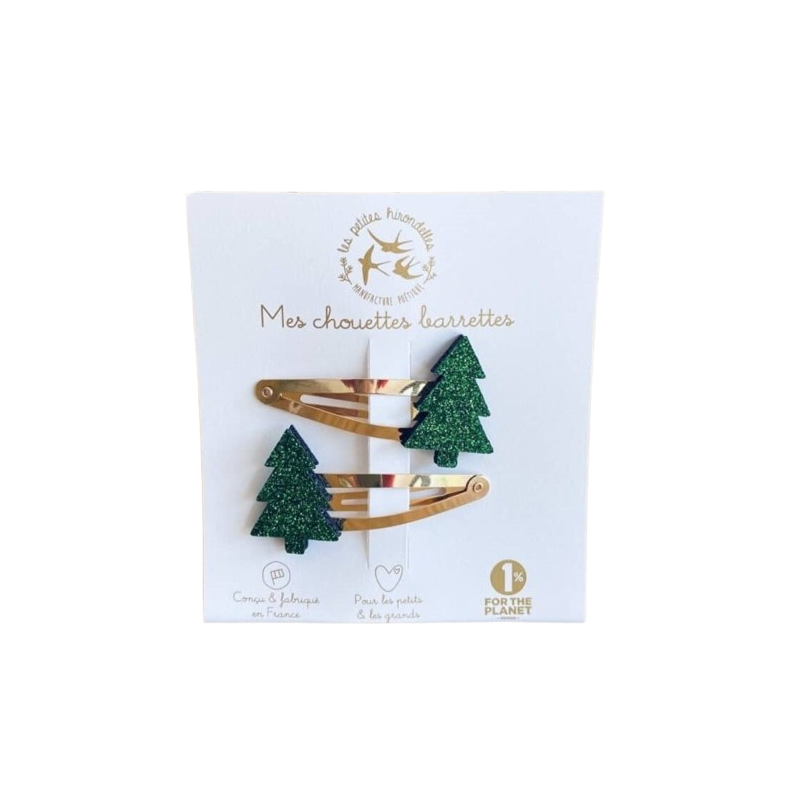 Barrettes Sapin LES PETITES HIRONDELLES, vertes