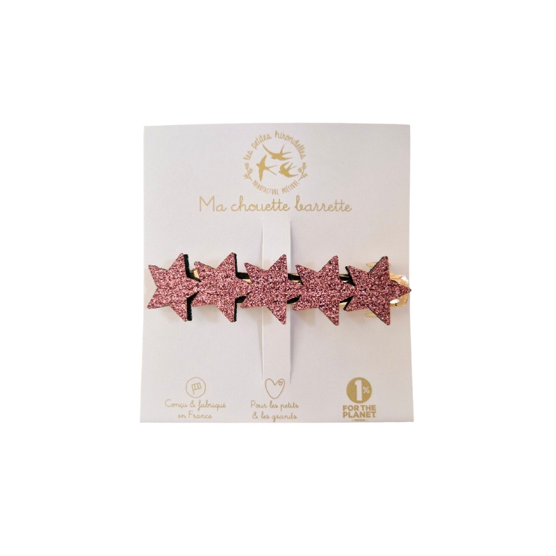 Barrette clip Etoiles LES PETITES HIRONDELLES, rose