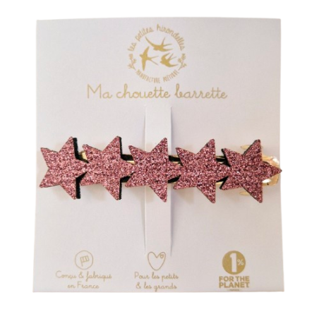 Barrette clip Etoiles LES PETITES HIRONDELLES, rose