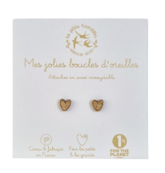 Boucles d'oreilles bois Coeurs LES PETITES HIRONDELLES