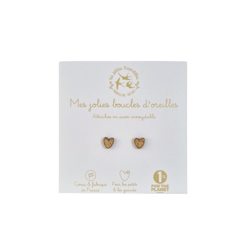 Boucles d'oreilles bois Coeurs LES PETITES HIRONDELLES